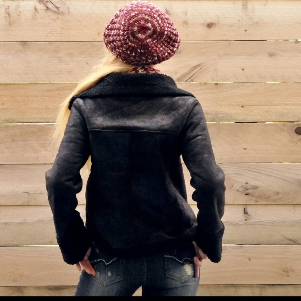 SLEIGHT Vegan Suede And Shearling Moto Jacket NWT - Picture 5 of 8